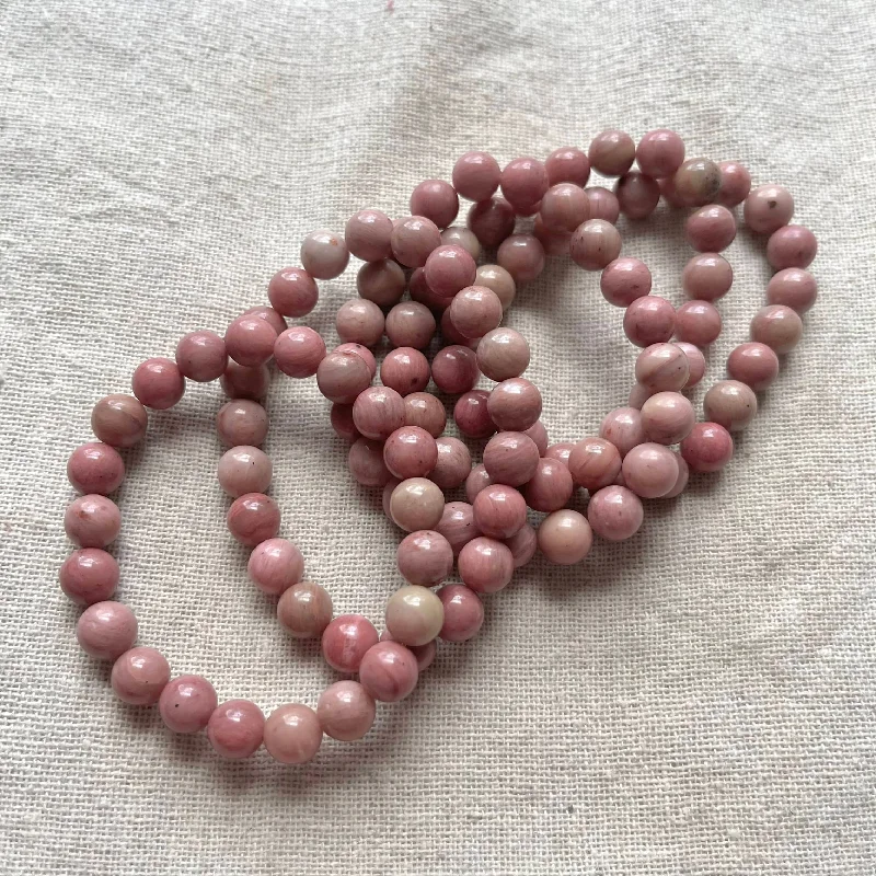 women vintage bracelets -Rhodochrosite 8mm Beaded Bracelet - Compassion