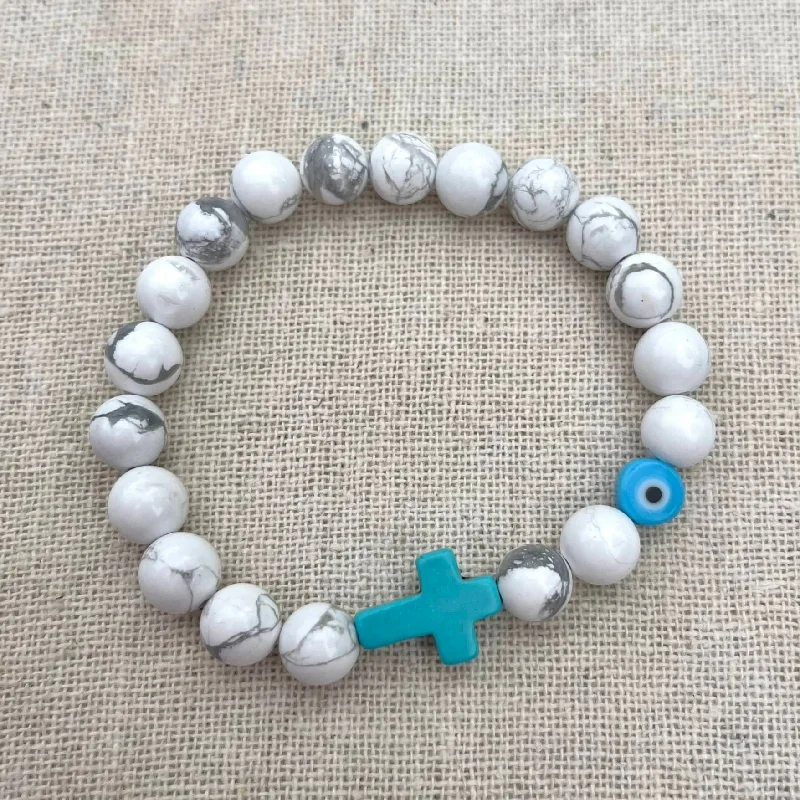 women birthstone bracelets -Mati Evil Eye Bracelet - Howlite