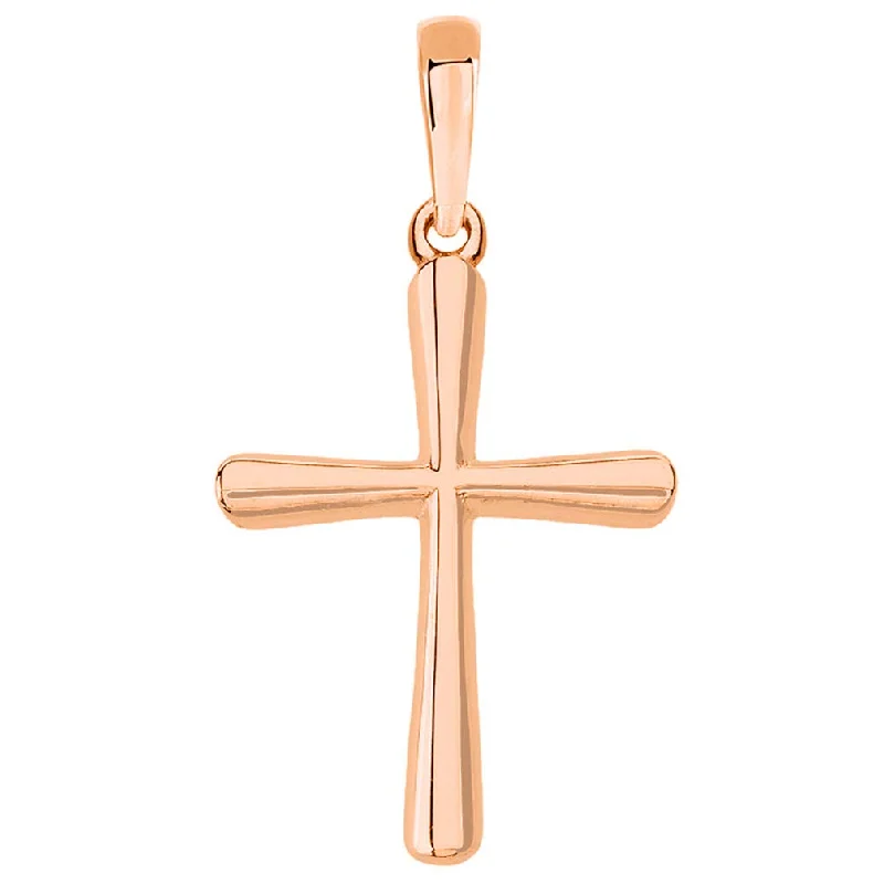 women gold necklaces -14k Rose Gold Slender Small Cross Charm Pendant