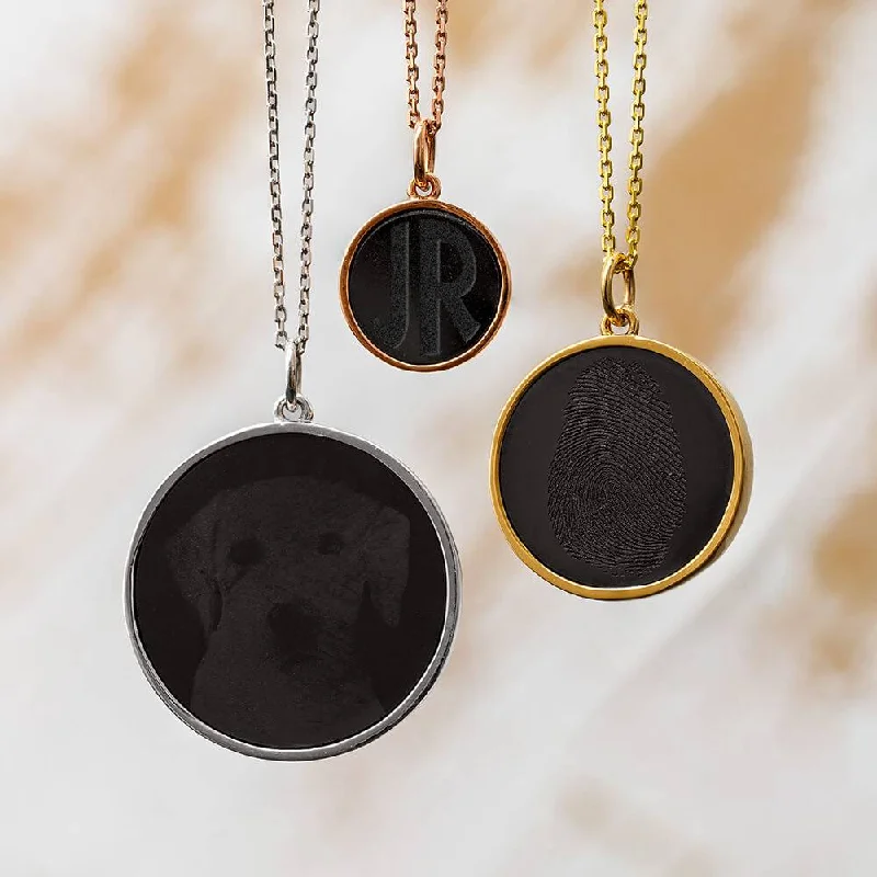 women chain necklaces -Black Diamond & Solid Gold Pendant, Elysium Transcendence