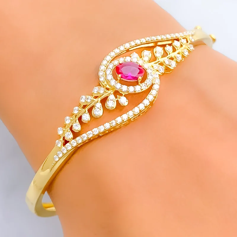 women silver bangles -Priceless Floral Vine Diamond + 18k Gold Bangle Bracelet