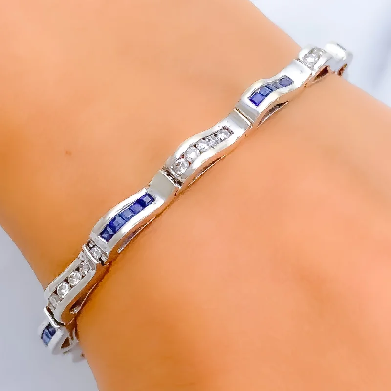 women multi-strand bracelets -Special Channel Set Diamond & Sapphire + 18k Gold Bracelet