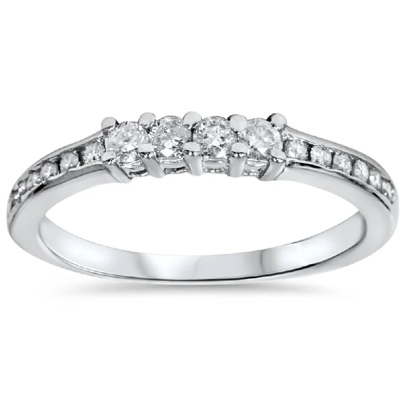 women oval engagement rings -1/3ct Diamond Wedding Ring 14K White Gold