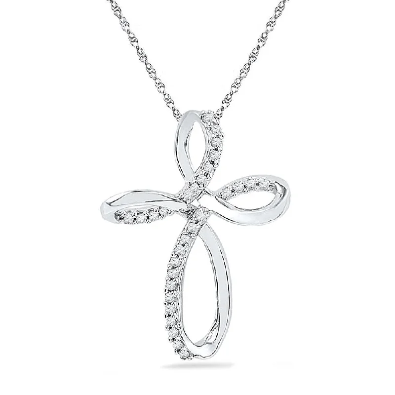 women pendant necklaces -Swirling Cross Diamond Necklace