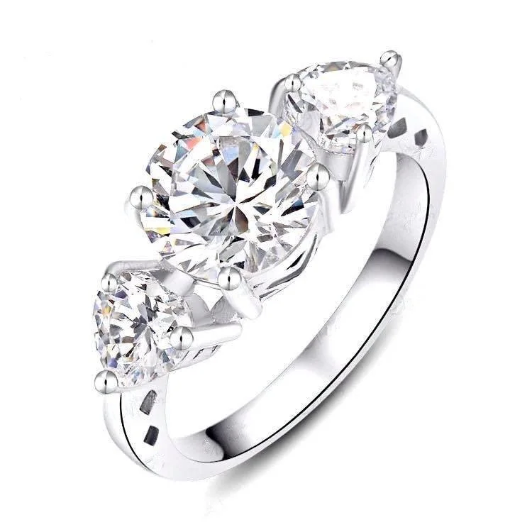 women luxury engagement rings -Round Cut Prong Set Cubic Zirconia Ring