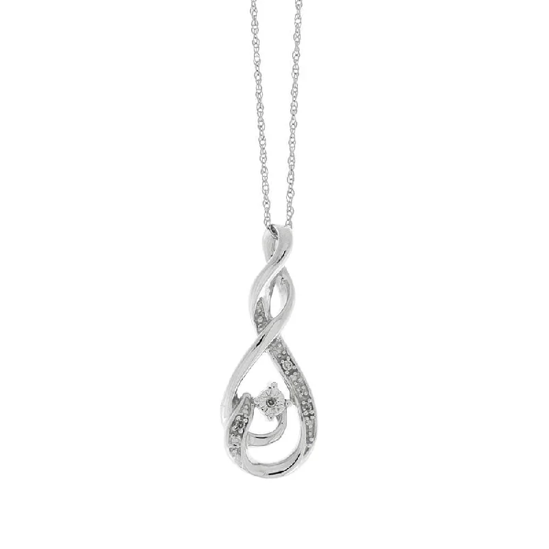 women charm necklaces -Knot Necklace with a Twist and Diamond Accents