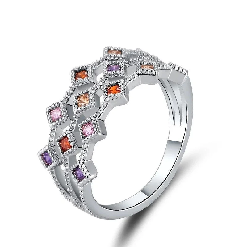 women anniversary diamond rings -Cubic Zirconia Multicolor Ring