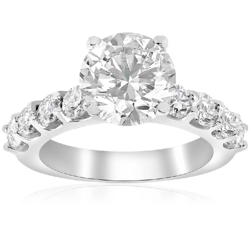 women custom wedding rings -3 carat Enhanced Diamond Engagement Half Eternity Ring 14K White Gold