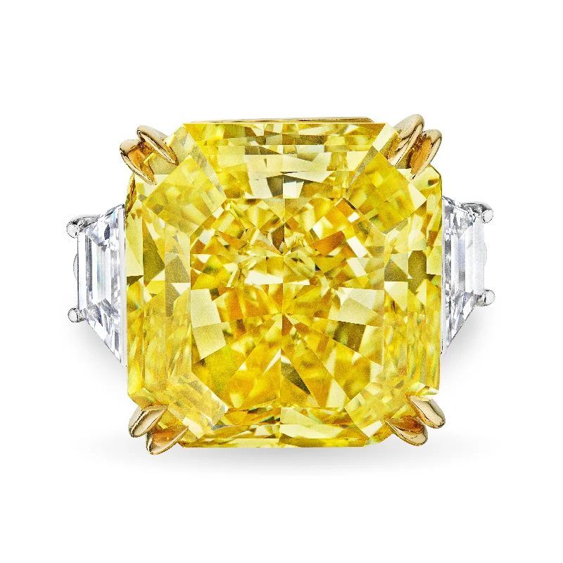 women anniversary diamond rings -Radiant Cut Fancy Vivid Yellow Diamond Ring, 50 CT