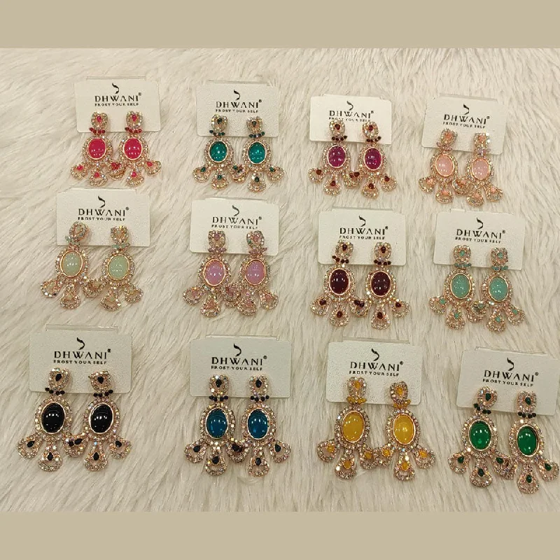 women dangle earrings -Dhwani Gold Plated Austrian Stone Dangler Earrings (Assorted Color)