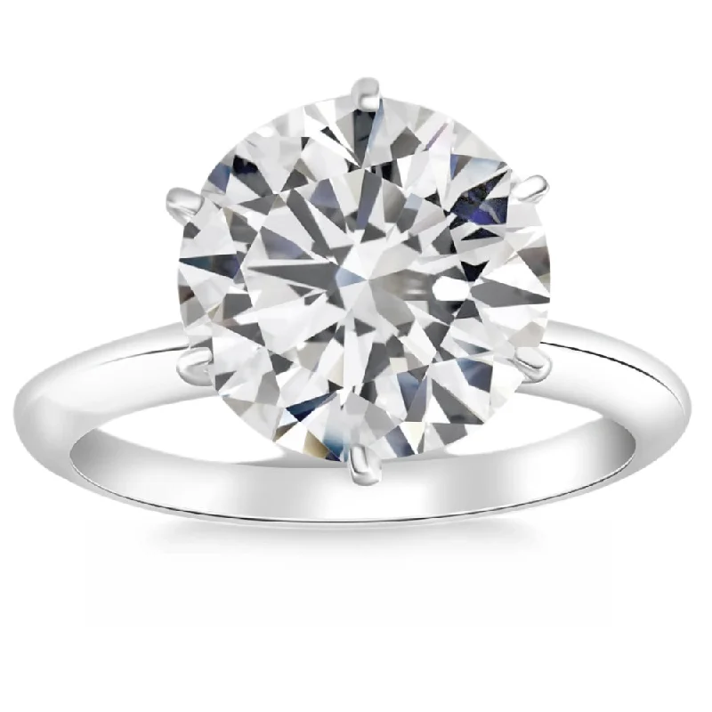 women cushion cut engagement rings -Certified 5Ct Solitaire Diamond Engagement Ring 14k White Gold Lab Grown