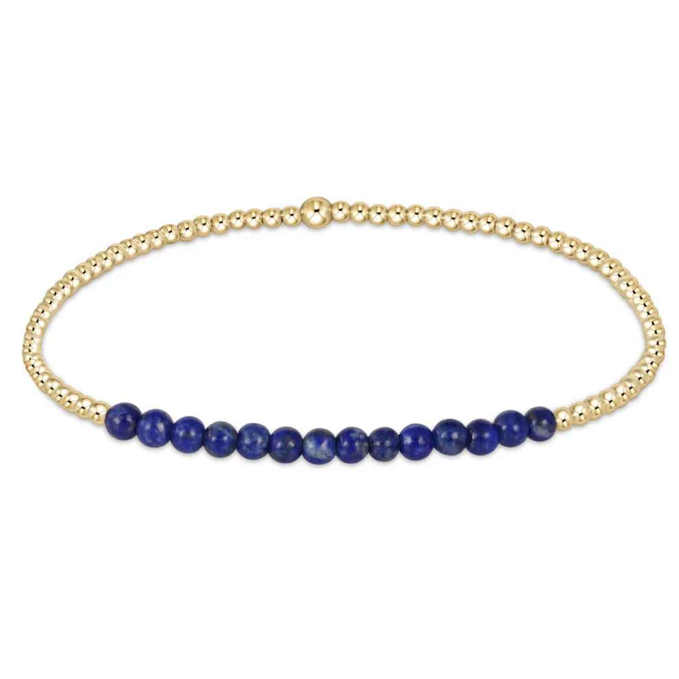 women multi-strand bracelets -Gold Bliss 2mm Bead Bracelet - Lapis