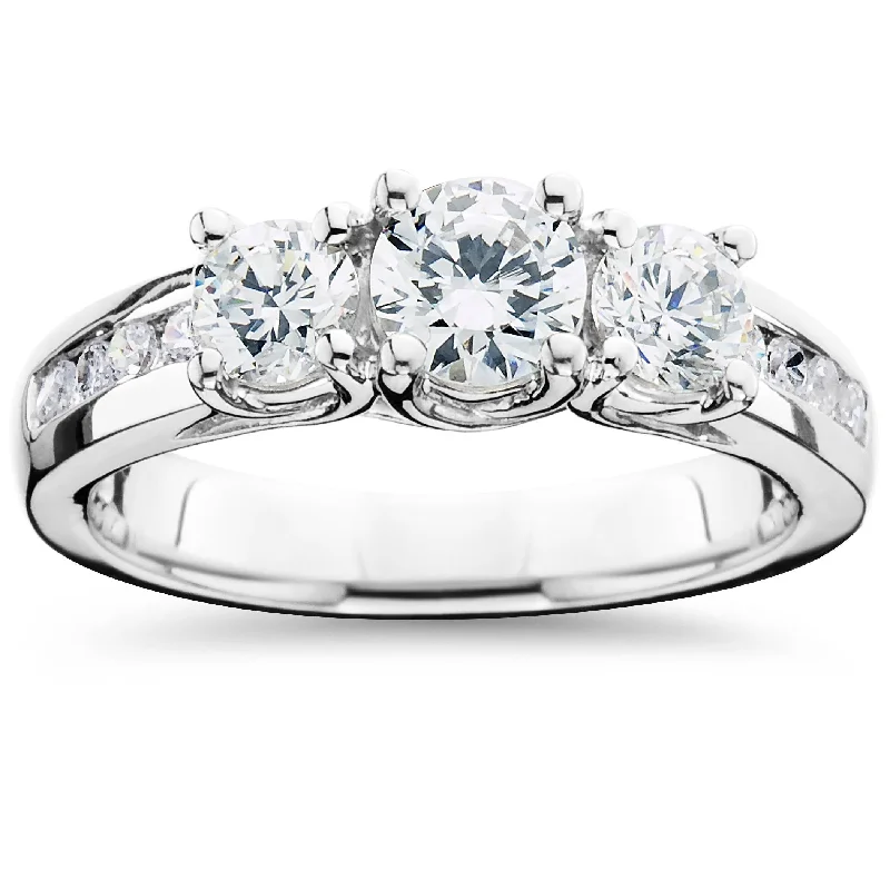 women affordable engagement rings -2ct Diamond Three Stone Ring 14K White Gold