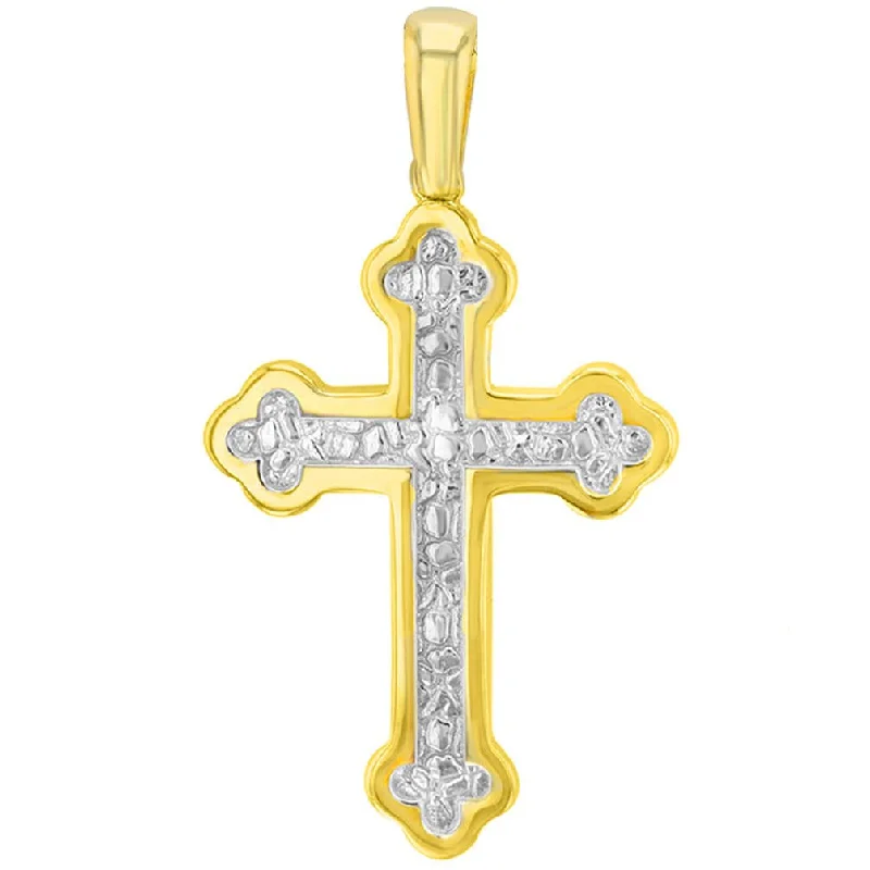 women emerald necklaces -14K Yellow Gold Elegant Eastern Orthodox Cross Pendant