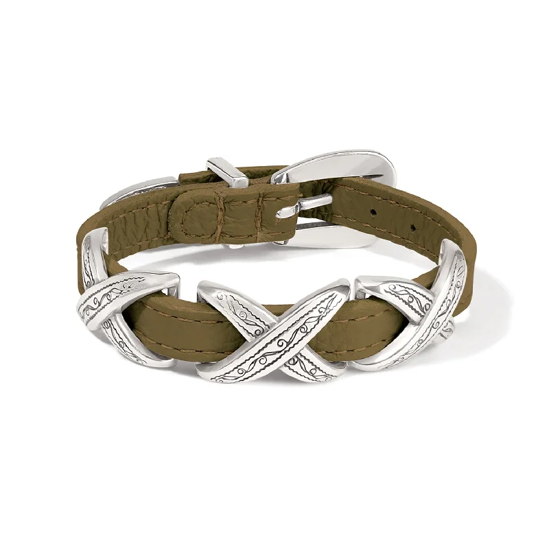 women gold bangles set -Kriss Kross Etched Bandit Bracelet - 07903G