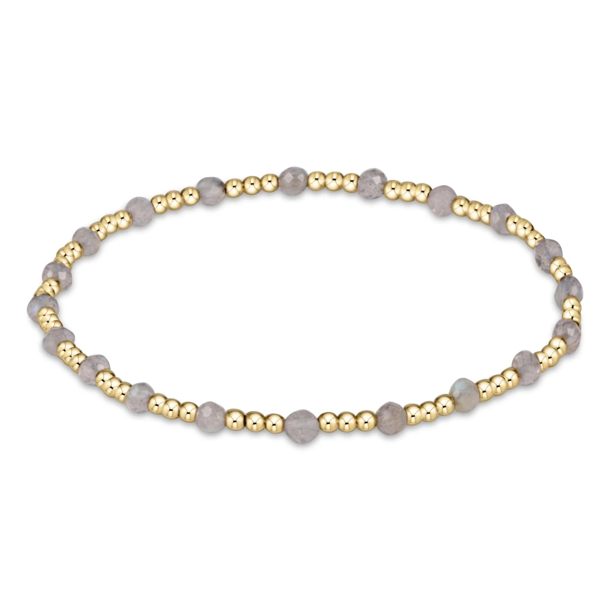 women statement bracelets -Gemstone Gold Sincerity 3mm Bead Bracelet - labradorite