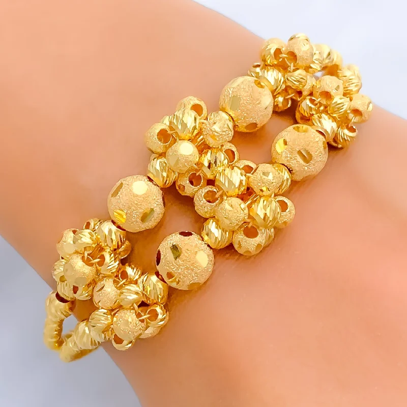 women vintage bracelets -Extravagant Blooming 21k Statement Bangle Bracelet