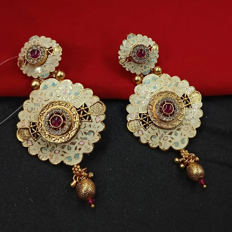 women simple earrings -Padmawati Bangles Gold Plated Kundan Stone And Meenakari Dangler Earrings