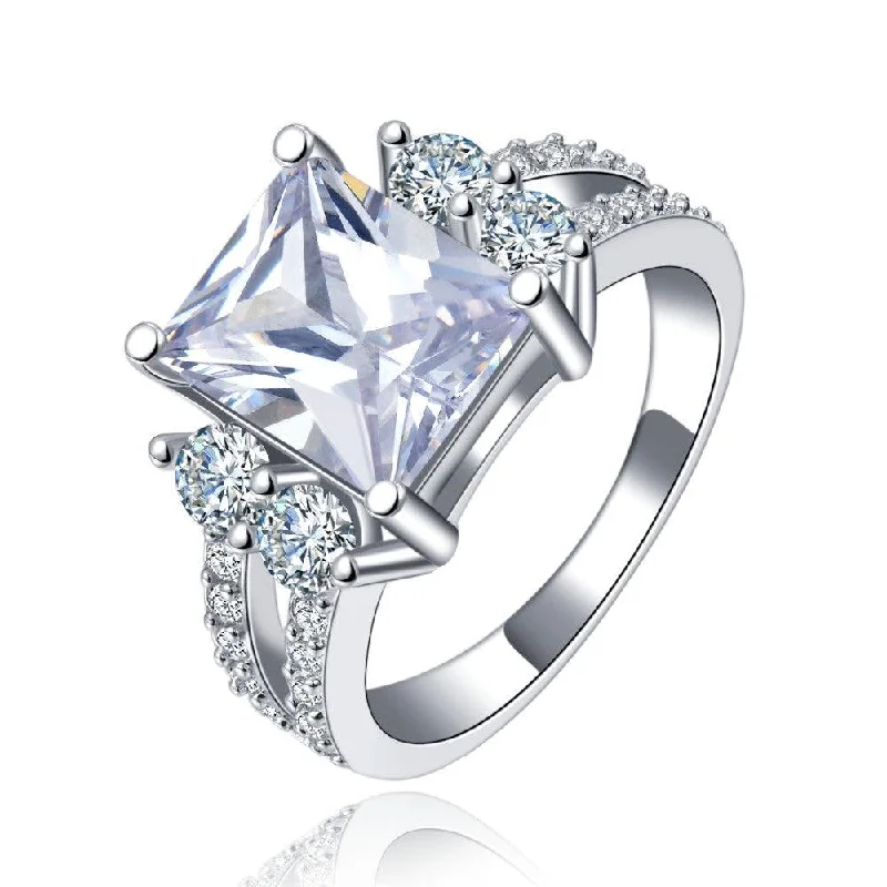 women bold statement rings -Princess Cut Cubic Zirconia Ring