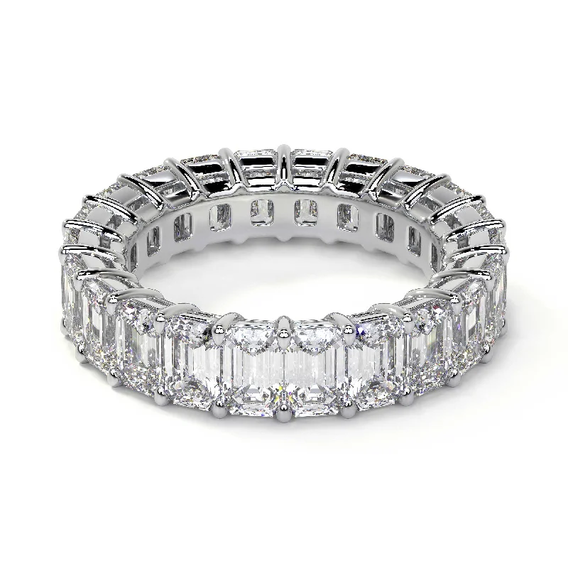 women unique wedding bands -Emerald Cut Diamond Eternity Band, 0.33 CT Each