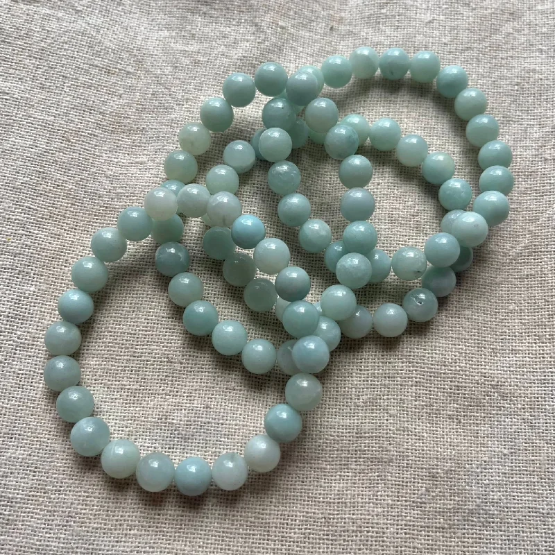 women pearl bangles -Amazonite 8mm Beaded Bracelet - Peace