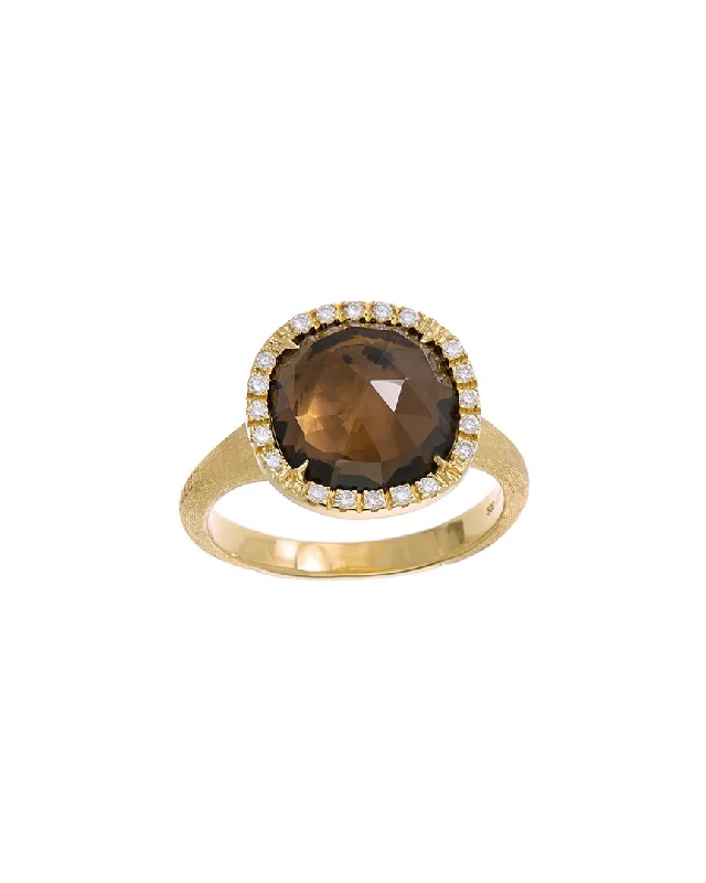 women colorful gemstone engagement rings -Marco Bicego Jaipur 18K 0.15 ct. tw. Diamond & Quartz Ring