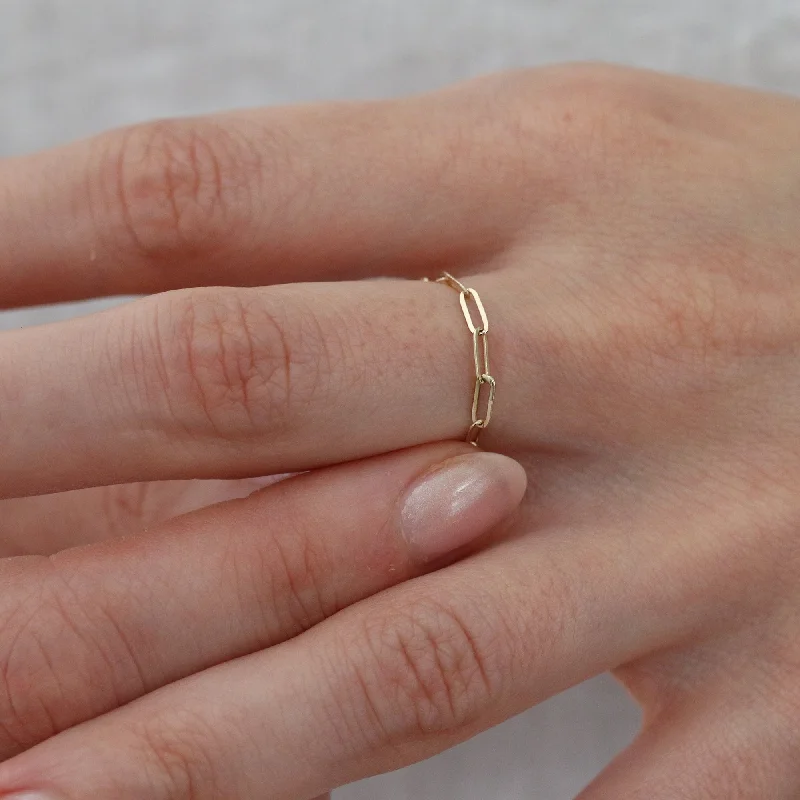 women personalized promise rings -ELONGATED LINK RING