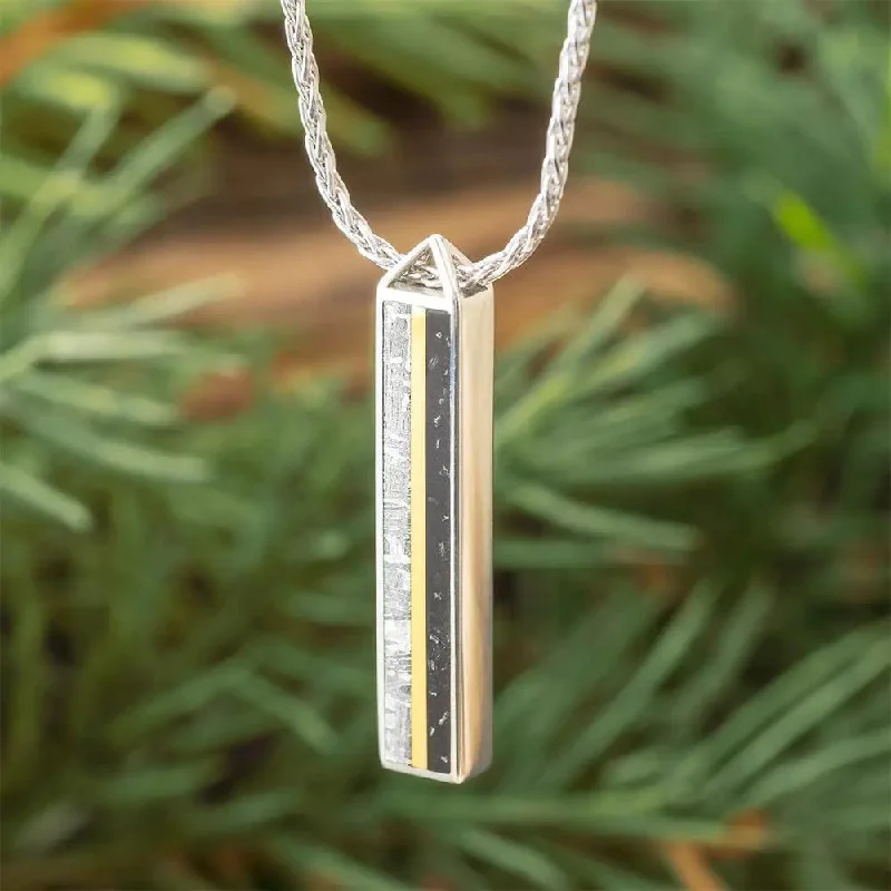 women gemstone drop pendant necklaces -Unique Meteorite and Stardust Bar Necklace