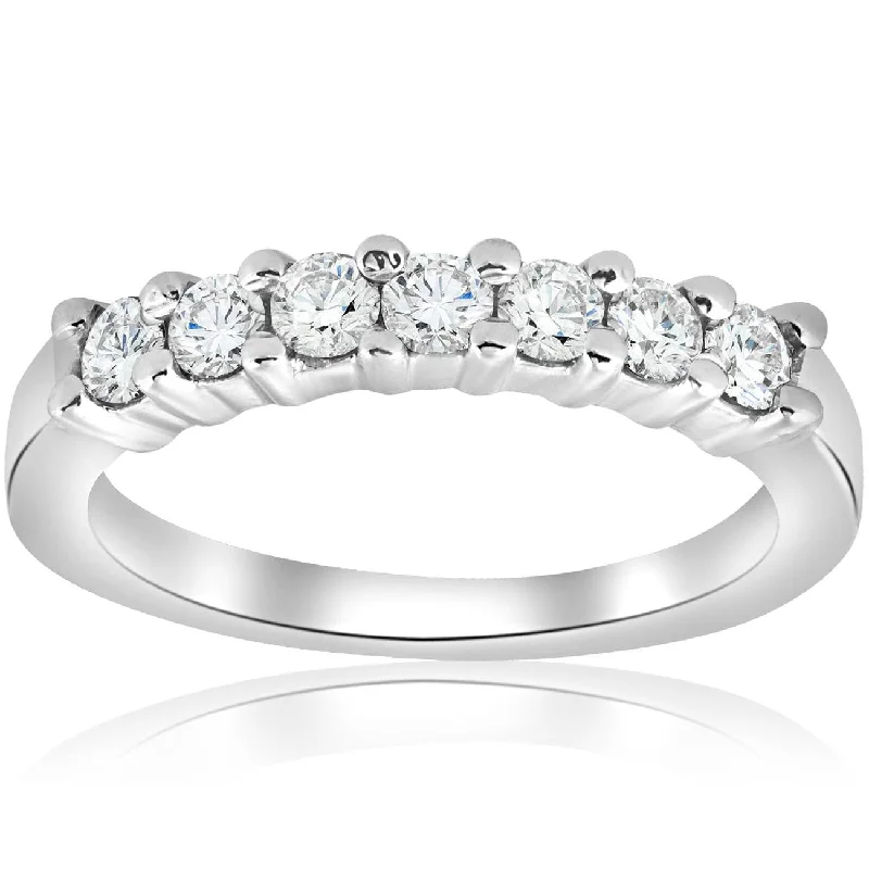 women stackable wedding engagement rings -1/2ct Diamond Wedding Ring 14K White Gold