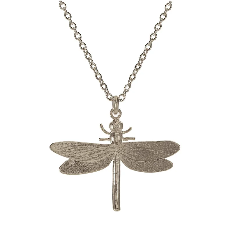 women engraved pendant necklaces -Sterling Silver Necklace - "Dragonfly"