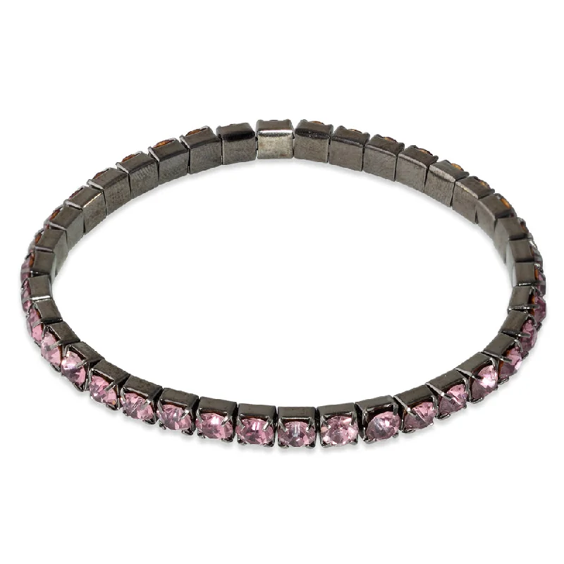 women jewelry bangles -Soft Pink Glass Elastic Tennis Bracelet