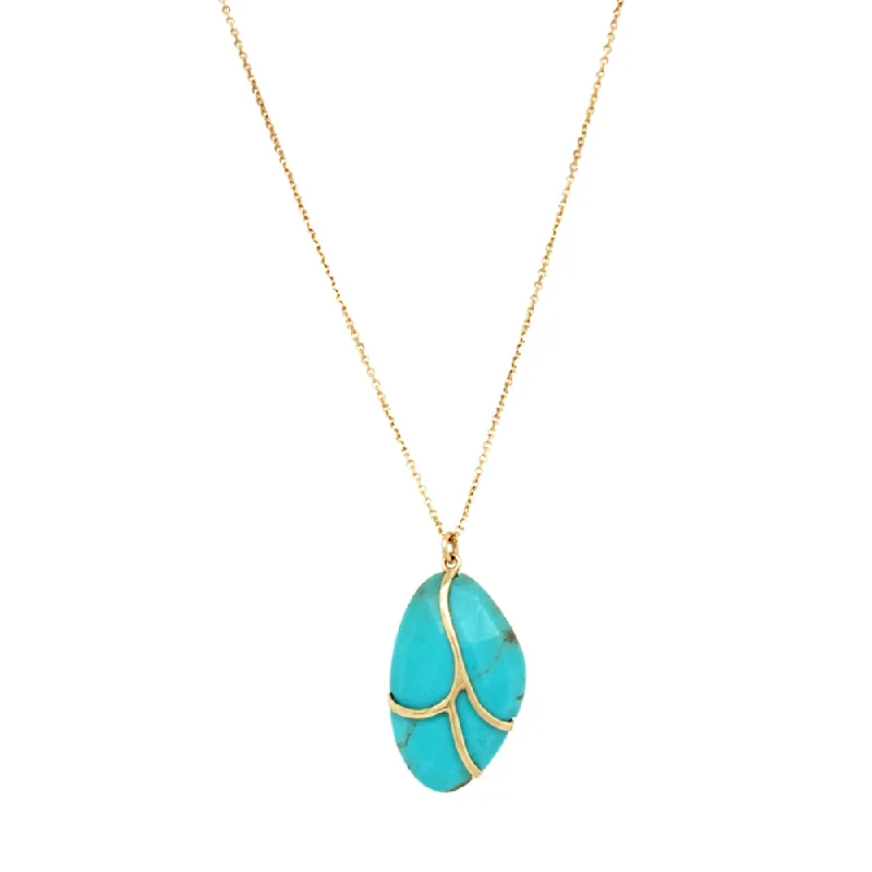 women halo necklaces -One-of-a-Kind Turquoise & Gold Necklace - "Butterfly Wing"