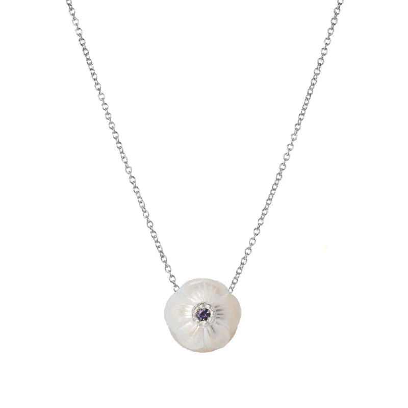 women artistic necklaces -Freshwater Pearl & Amethyst Necklace - "Violet"