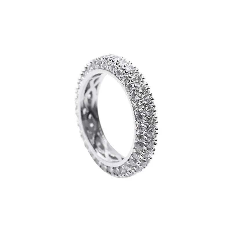 women custom rings for women -Round Pave Domed Band