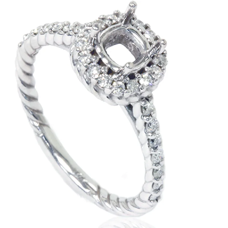 women unique cut engagement rings -5/8ct Braided Engagement Ring Setting 14K White Gold