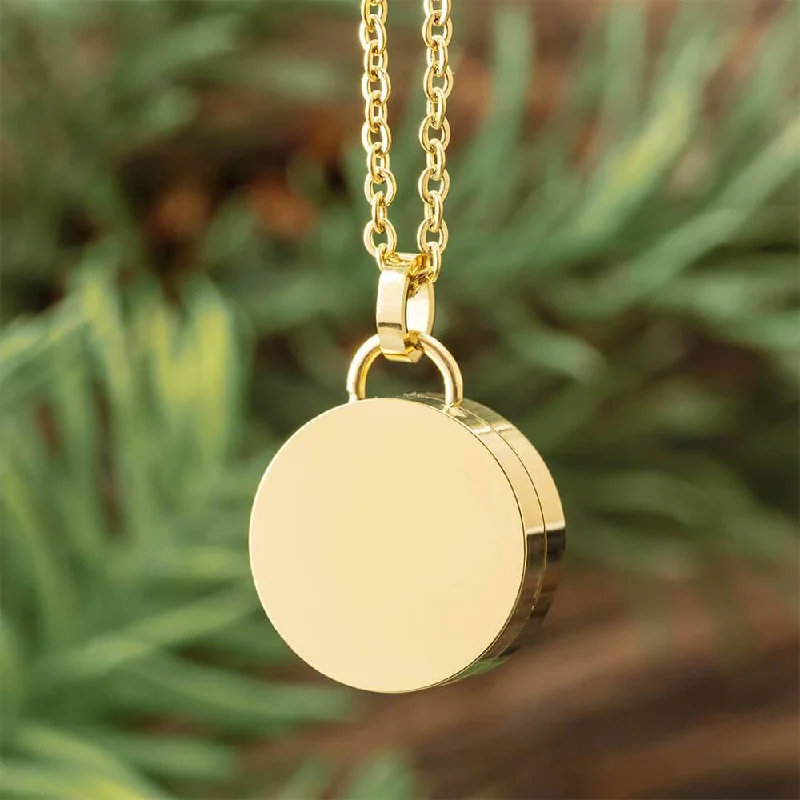 women vintage charm necklaces -Simple Round Cremation Necklace with Yellow Gold Color