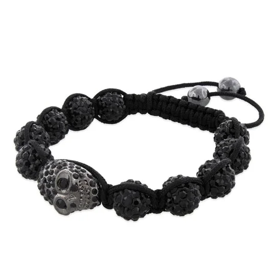 women bangles -10MM Skull Black Rhinestone Bead Shamballa Bracelet