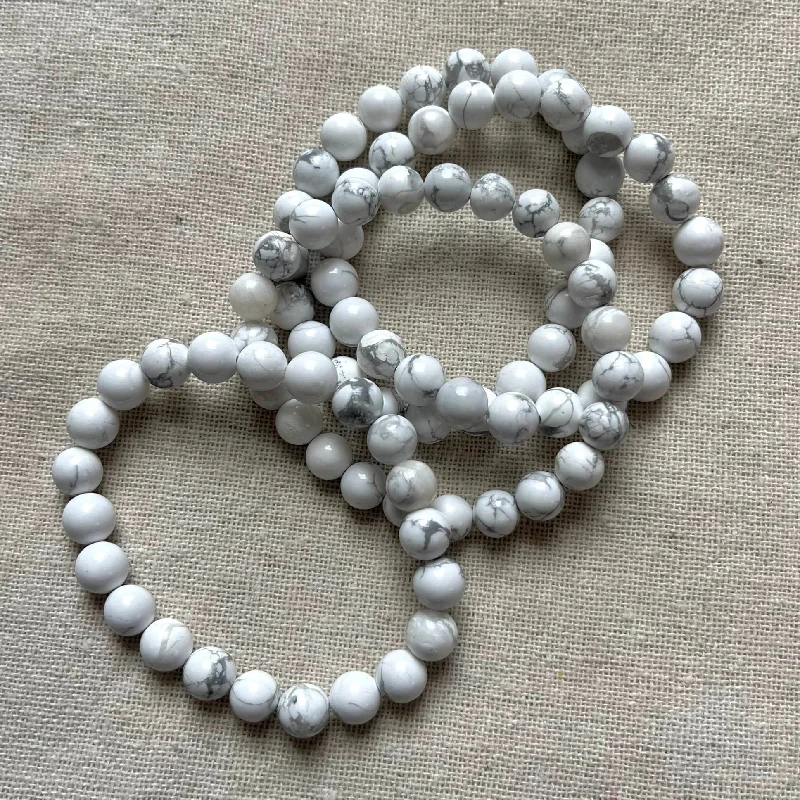 women antique bracelets -Howlite 8mm Beaded Bracelet - Patience