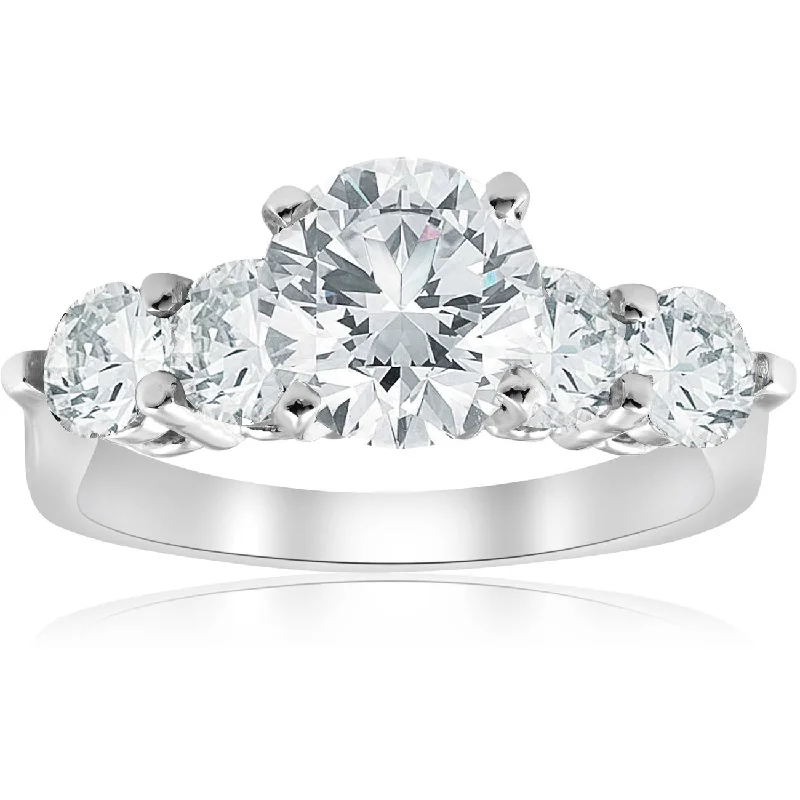 women diamond-accent engagement rings -3 1/2ct Round Enhanced Diamond Accent Engagement Ring 14K White Gold