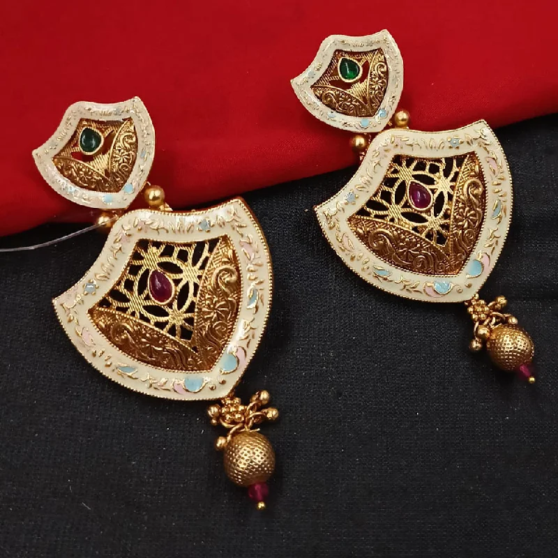 women long earrings -Padmawati Bangles Gold Plated Kundan Stone And Meenakari Dangler Earrings