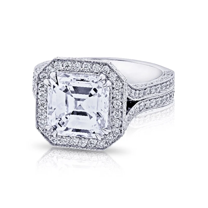 women personalized rings -Asscher Cut Diamond Ring, 4 CT