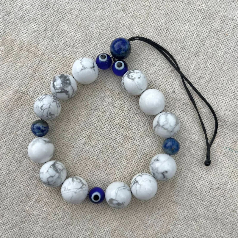 women wide cuff bracelets -Komboloi Worry Bead Bracelet - Howlite