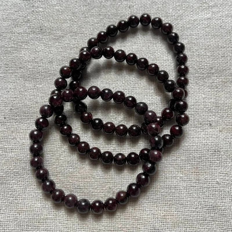 women stack bracelets -Garnet 6mm Beaded Bracelet - Passion