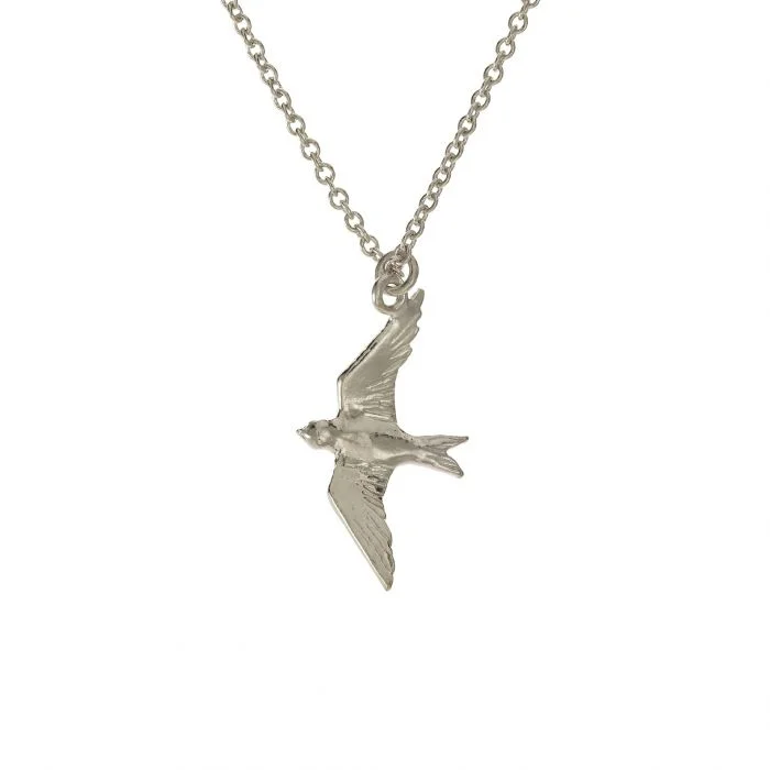 women diamond pendant necklaces -Sterling Silver Necklace - "Flying Swallow"