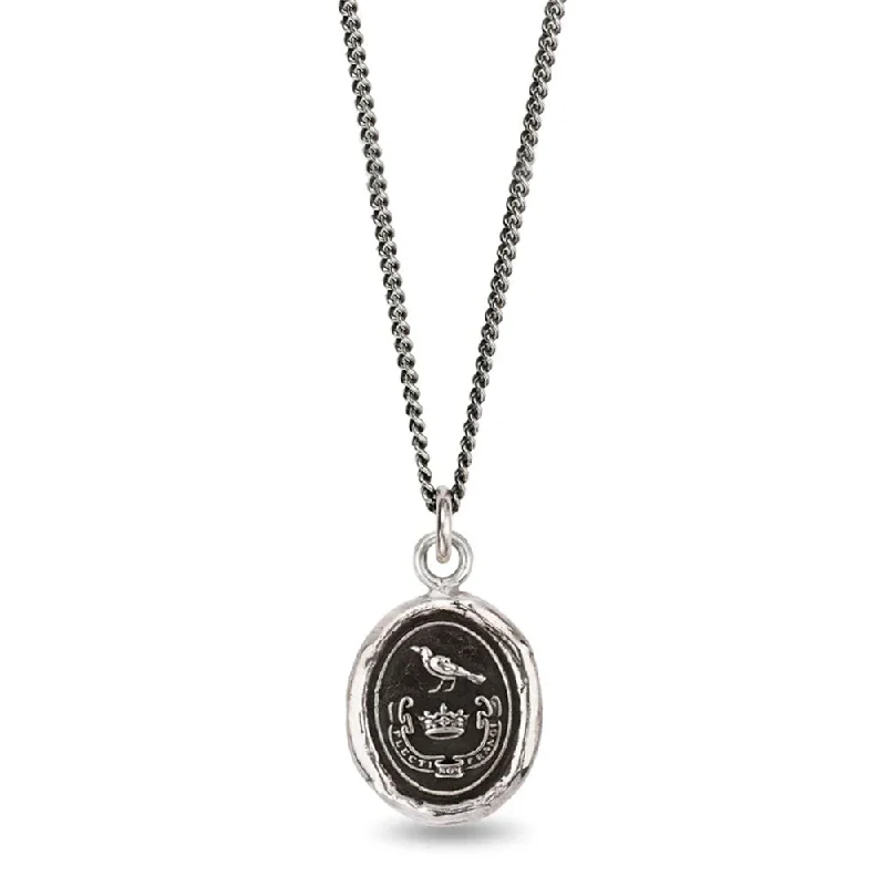 women heart necklaces -Sterling Silver Crow & Crown Talisman Necklace - "Unbreakable"