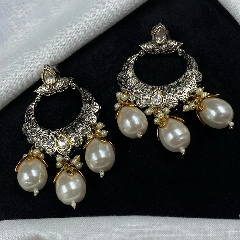 women custom earrings -Royal Kundan Jewellery Polki Kundan And Pearls Dangler Earrings