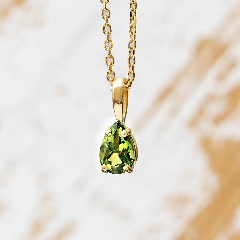 women custom necklaces -Pear Cut Moldavite Pendant Necklace, In Stock or Made to Order