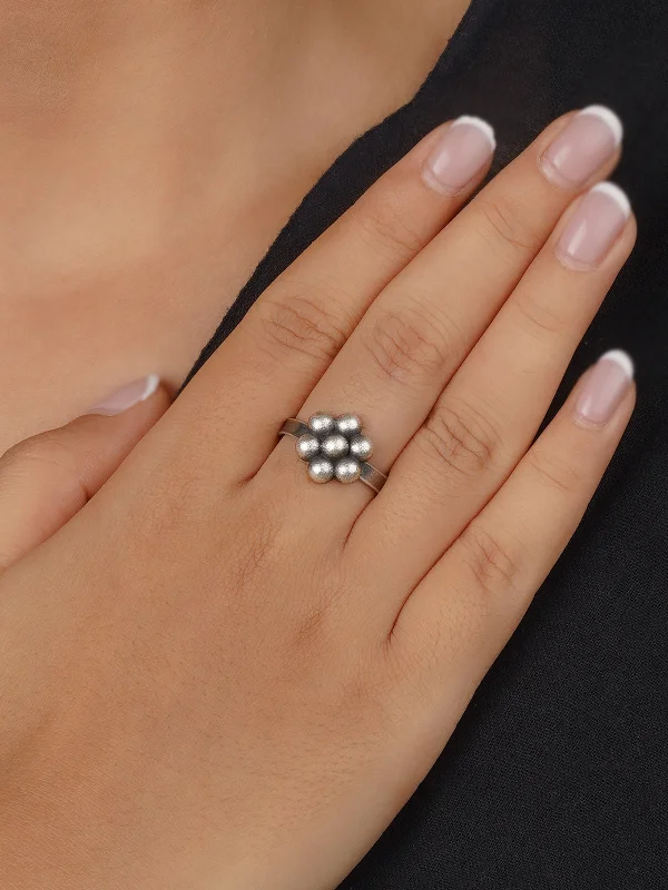 women custom engraved rings -Grey Color Tribal Ring - EK-SFRNG173