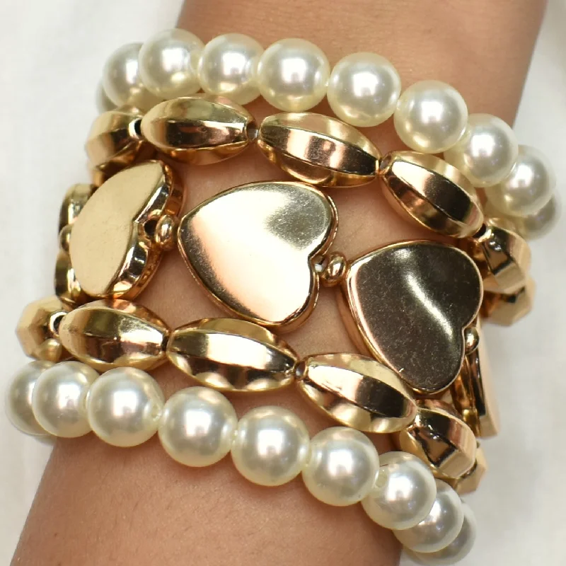 women infinity bracelets -TFC Pearl Radiance Gold Bracelet (Stack of 5)