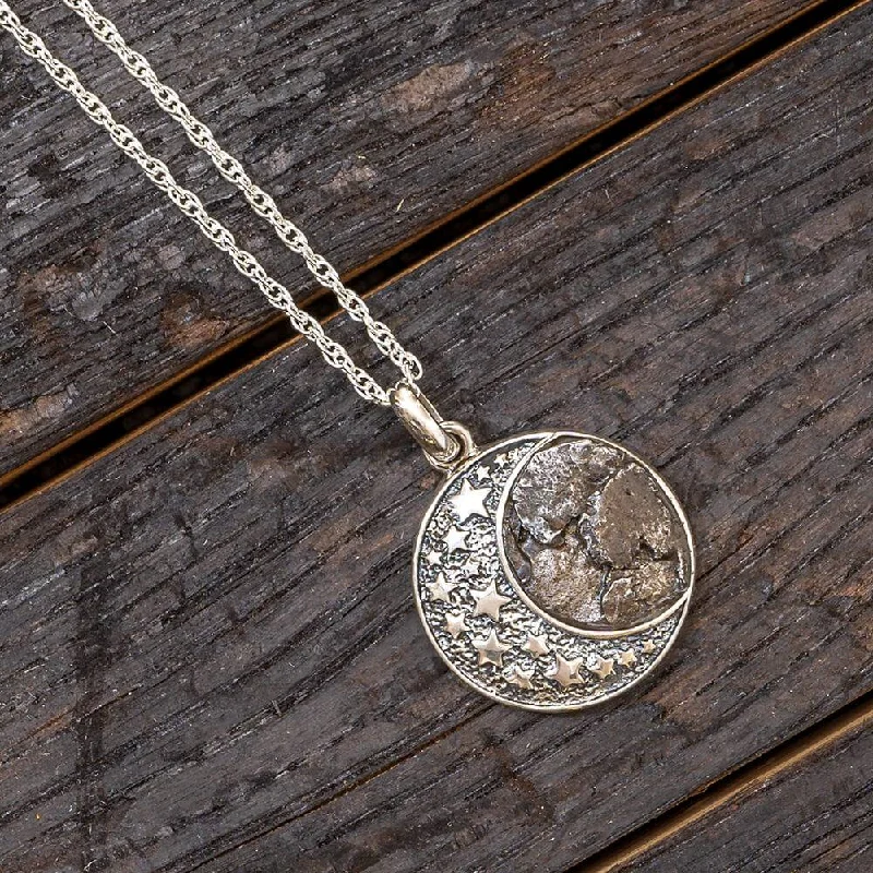 women twisted chain necklaces -Meteorite Pendant with Many Stars